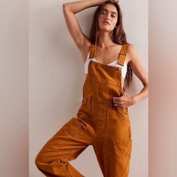 New We The Free Way Back Overall Brown Relaxed Fit S - Picture 2 of 11
